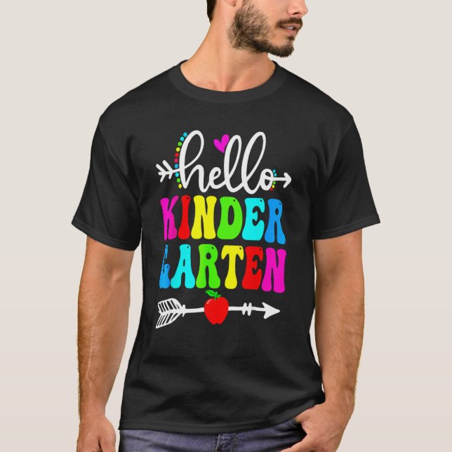 Hello Kindergarten Teacher Student Team Happy Back T-Shirt (Vorderseite)