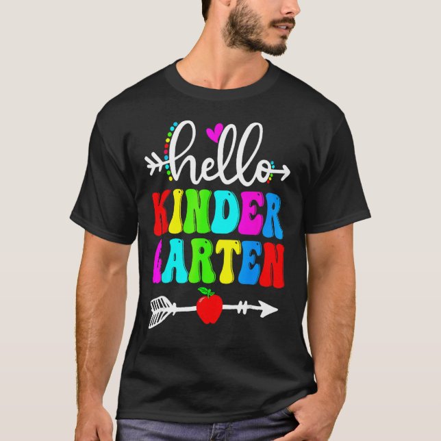 Hello Kindergarten Teacher Student Team Happy Back T-Shirt (Vorderseite)