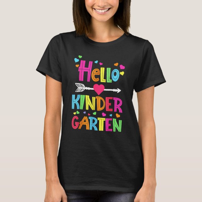 Hello Kindergarten Team Squad Back To School Teach T-Shirt (Vorderseite)