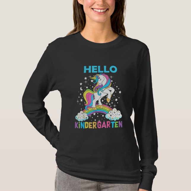Hello Kindergarten Unicorn Here I Come Kindergarte T-Shirt (Vorderseite)