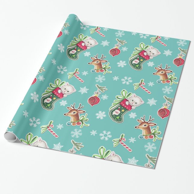 Hello Kitten Weihnachts-Wrapping Paper Geschenkpapier (Ungerollt)