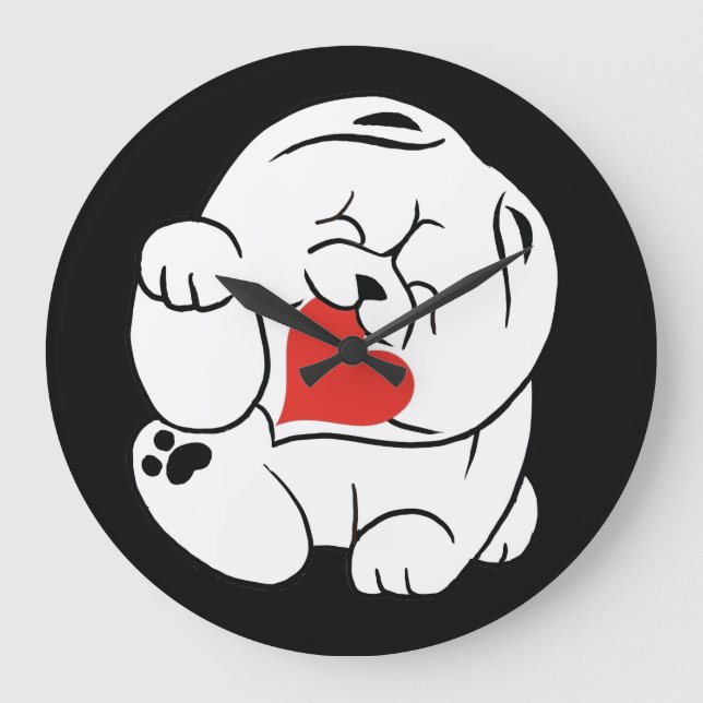 HELLO KOKORO Chow dog Große Wanduhr (Vorderseite)