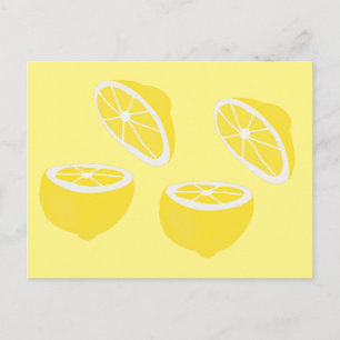 Hello Lemon modern yellow Frucht Postkarte