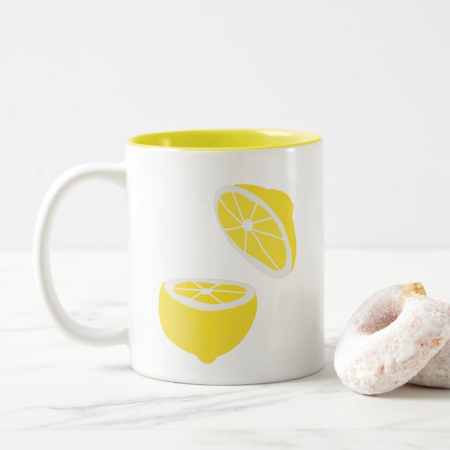 Hello Lemon modern yellow Frucht Zweifarbige Tasse (Mit Donut)