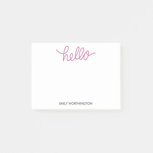 Hello Lettering Custom Post-it® Notes (Fuchsia) Post-it Klebezettel (Vorderseite)