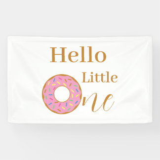 Hello Little One 1. Geburtstag Pink Donut Party Banner