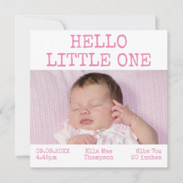 Hello Little One 2 Foto Name Date Baby Girl Ankündigung