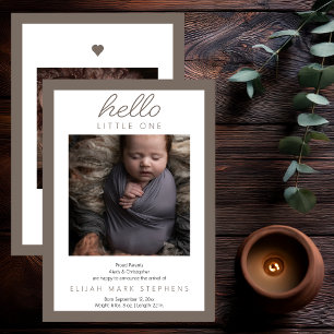 Hello Little One - 2 Foto Neutral Baby Birth Ankündigung