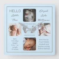 Hello Little One Baby Four Foto Square Wall Clock