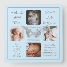 Hello Little One Baby Four Foto Square Wall Clock Quadratische Wanduhr