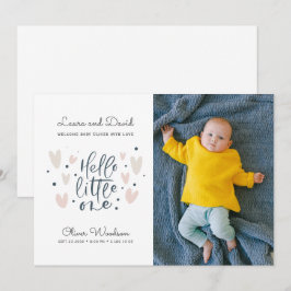 Hello Little One Blue Baby Boy Foto Birth Announc Ankündigung