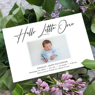 Hello Little One Elegantes Script Foto Birth Ankündigung