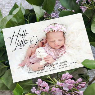 Hello Little One Elegantes Script Foto Birth Ankündigung