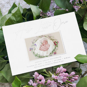 Hello Little One Elegantes Script Foto Birth Foil Folien Feiertagskarte