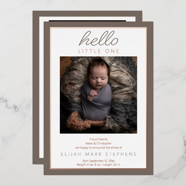 Hello Little Two Foto Baby Birth Ankündigung (Vorderseite/Rückseite)