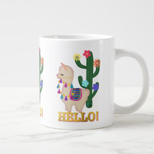 HELLO LLAMA! Niedlicher kleiner Llama und Kaktus Jumbo-Tasse