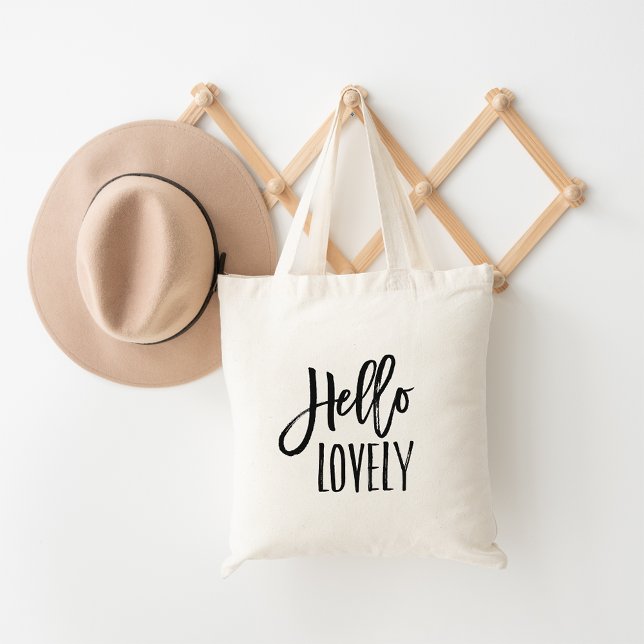 Hello Lovely | Brush Letted Typografy Tragetasche (Von Creator hochgeladen)