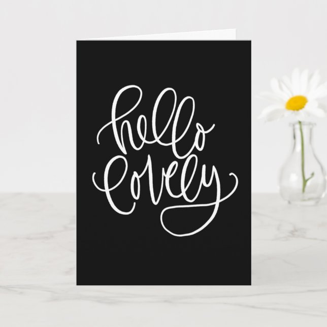 HELLO LOVELY | Elegante handgeschriebene Kalligrap Karte (Kleine Pflanze)