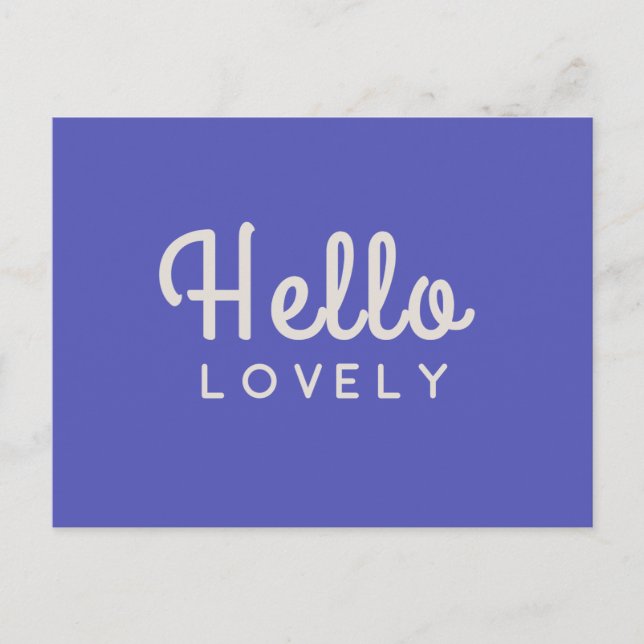 Hello Lovely | Modernes Blue Stylish Trendy Retro Postkarte (Vorderseite)