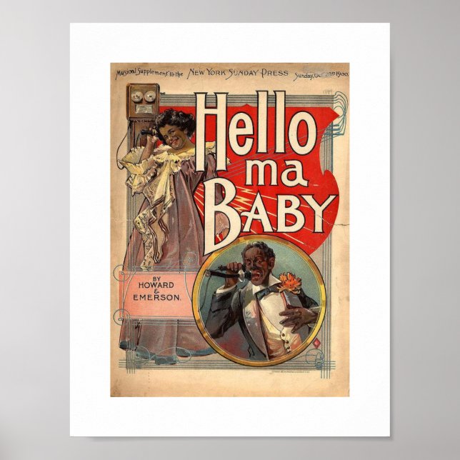 Hello ma Baby, Sheet Music 1900 Vintag Poster (Vorne)