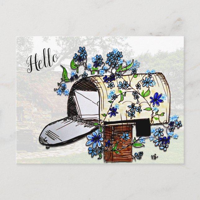 Hello Mailbox Art Blank Postkarte (Vorderseite)