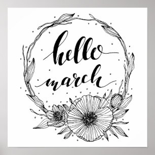 Hello März Line Art Poster