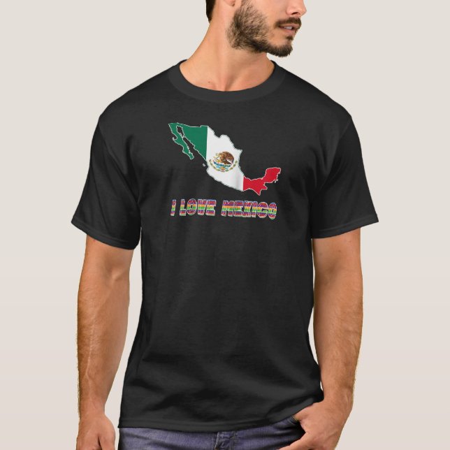Hello Mexico I Love Mexico Map Flag Proud Mexican  T-Shirt (Vorderseite)