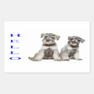Hello Miniature Schnauzer Welpensticker Label Rechteckiger Aufkleber