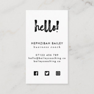 Hello Minimalistisch Social Media Business Card Visitenkarte