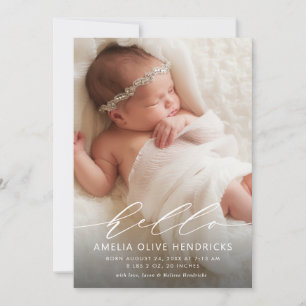 Hello Modern Calligraphy Birth Ankündigung