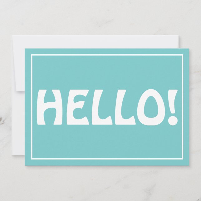 Hello Modern Custom Monogram Text Trendy Aqua Dankeskarte (Vorderseite)