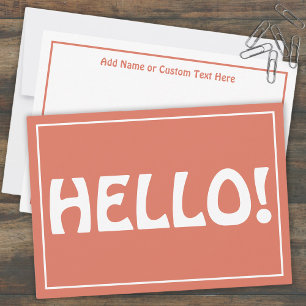 Hello Modern Custom Monogram Text Trendy Red Dankeskarte