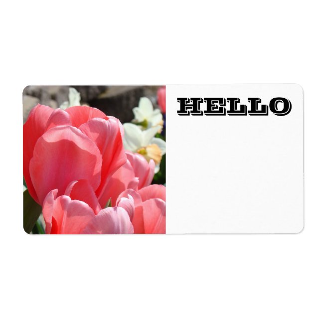 HELLO-Namensmarken Labels Pink Tulip-Blume (Vorne)
