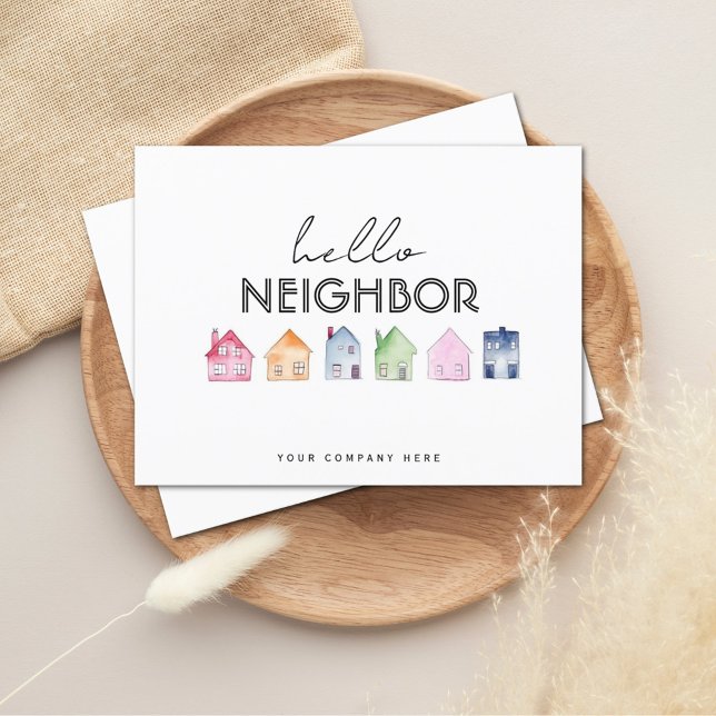 Hello Neighbor Colorful Houses Realty Promo Postkarte (Von Creator hochgeladen)