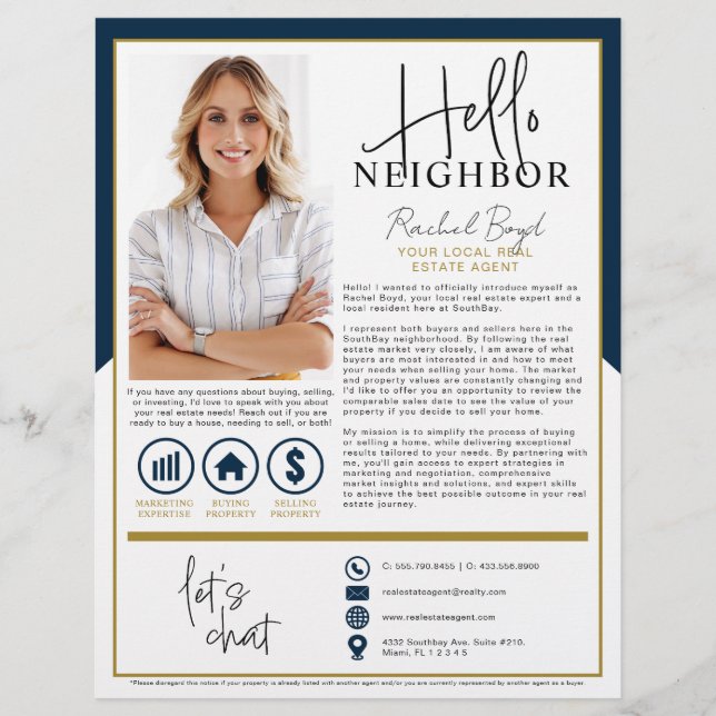 Hello Neighbor Realtor Agent Einführung Letter Flyer (Vorne)