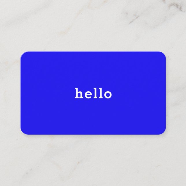 Hello Neonblau Weiss Visitenkarte (Vorderseite)