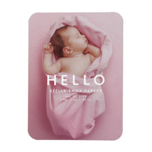 HELLO Neuborn Baby Foto Geburtshinweis Magnet
