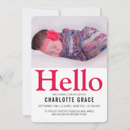 Hello New Baby Bright Pink Personalisiert Ankündigung