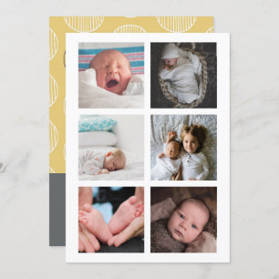 Hello New Baby Foto Personalisiert Gelb Grau Einladung