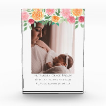 Hello New Baby Foto Personalisiert Pink Blume