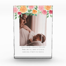 Hello New Baby Foto Personalisiert Pink Blume