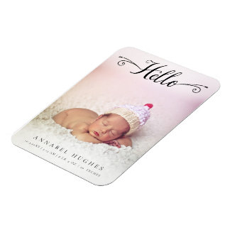 Hello New Baby Girl Boy Personalisiert Foto Magnet