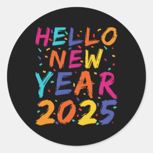Hello New Year 2025 Family Matching Celebration Pa Runder Aufkleber