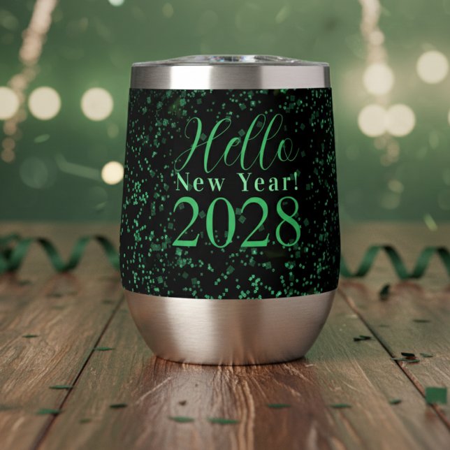 Hello New Year! New Year's Eve Green Black Sparkle (Von Creator hochgeladen)