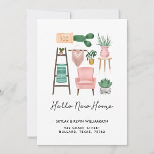 Hello New Zuhause   Pflanze und Möbel Ankündigung