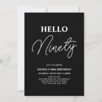 Hello Nneunty | White on Black 90th Birthday Party