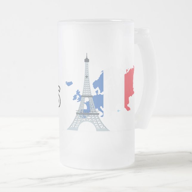 Hello Paris Mattiert Glass Beer Tasse (VorderseiteRechts)