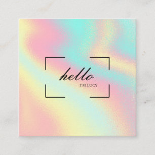 Hello Pastel Holographic Marketing Calling Card Quadratische Visitenkarte
