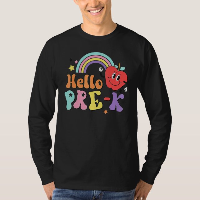 Hello Pre K  Back To School First Day Of Pre K Tea T-Shirt (Vorderseite)