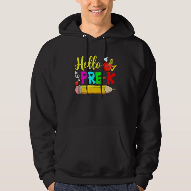 Hello Pre K Back To School First Day Of School 1 Hoodie (Vorderseite)